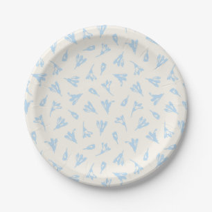 Plato De Papel Capullos de flores azul claro