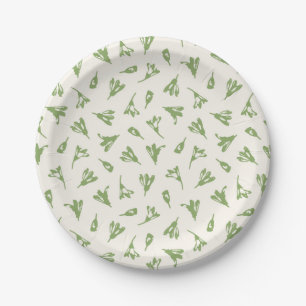 Plato De Papel Capullos de flores verde salvia delicados