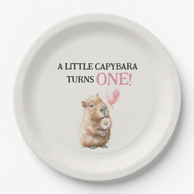 Plato De Papel Capybara First Birthday  (Anverso)