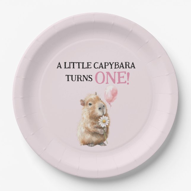 Plato De Papel Capybara First Birthday  (Anverso)
