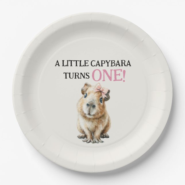Plato De Papel Capybara First Birthday  (Anverso)