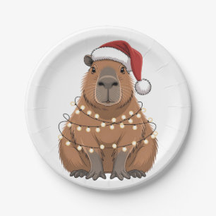 Plato De Papel Capybara Navidad Coincidencia Funny Santa