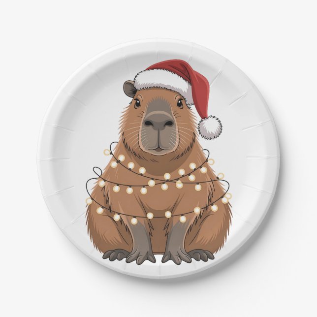 Plato De Papel Capybara Navidad Coincidencia Funny Santa (Anverso)