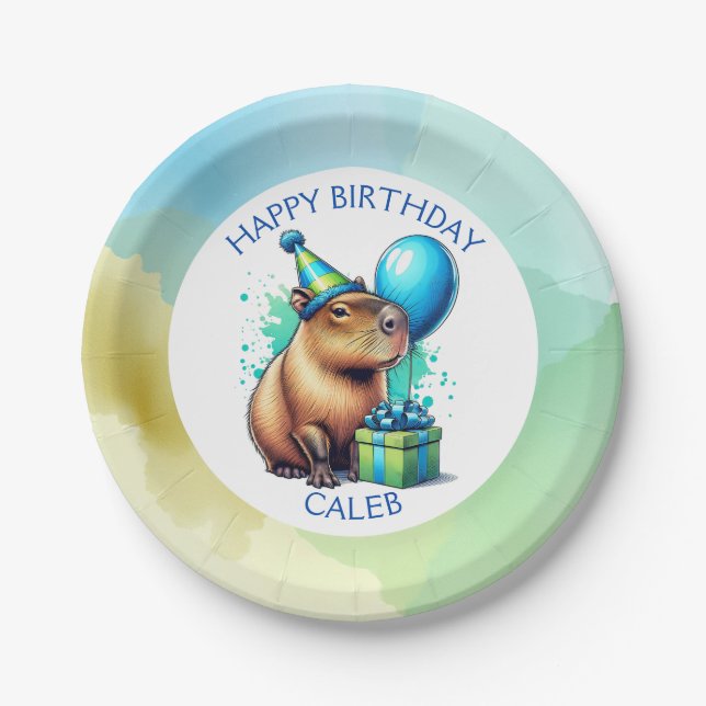 Plato De Papel  Capybara Themed Boy's Birthday Party Personalized (Anverso)