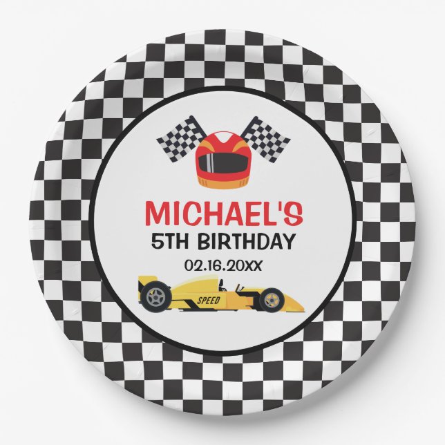 Plato De Papel Car Racing Birthday (Anverso)