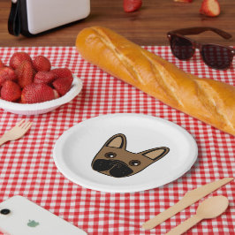 Plato De Papel Cara de Bulldog francés marrón