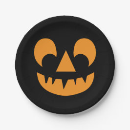Plato De Papel Cara de calabaza de Jack O Lantern