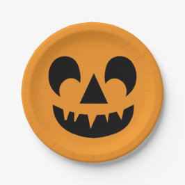 Plato De Papel Cara de calabaza de Jack O Lantern