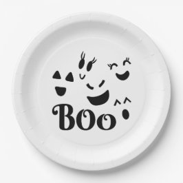 Plato De Papel Cara de Fantasma Divertida y Caprichosa, Boo, Tema