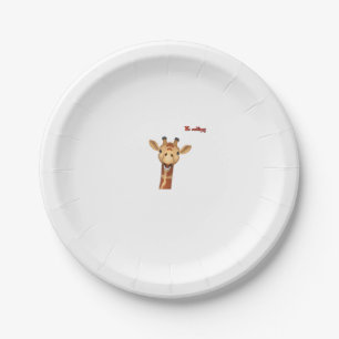 Plato De Papel cara de jirafa entusiasta y feliz de la emoji