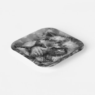 Plato De Papel Cara de León Plácida Plata