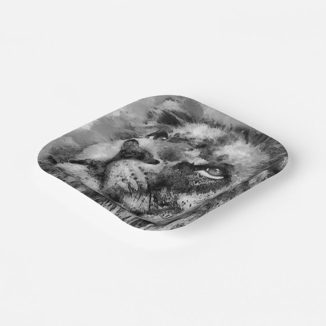 Plato De Papel Cara de León Plácida Plata (Angular)