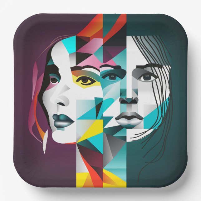 Plato De Papel Cara de mujeres (Anverso)