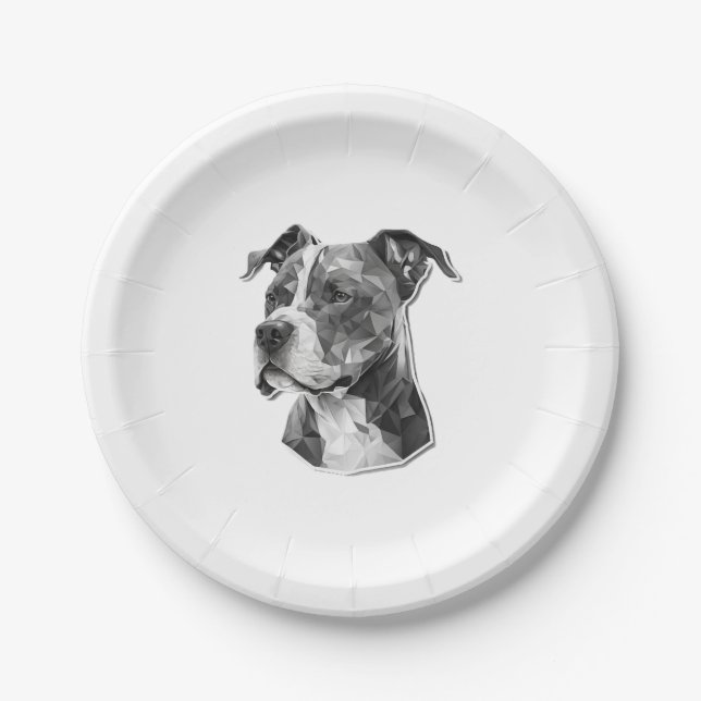 Plato De Papel Cara de perro de Pitbull (Anverso)