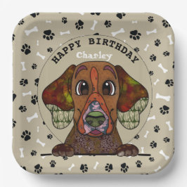 Plato De Papel Cara de perro fea cumpleaños de English Pointer