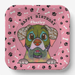 Plato De Papel Cara de perro feo de cumpleaños Mastiff inglesa