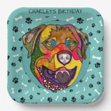 Cara de perro feo Placas de papel de cumpleaños de