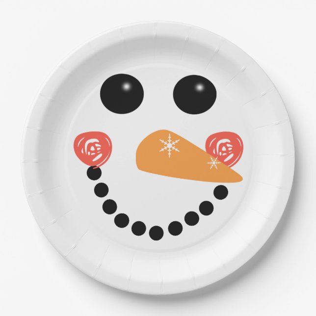 Plato De Papel Cara de Snowman (Anverso)