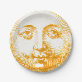 Plato De Papel Cara de sol amarilla de oro de época antigua