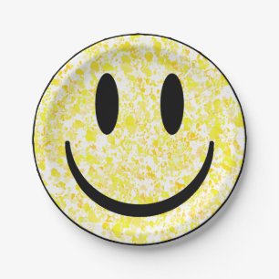 Plato De Papel Cara de sonrisa salpicada