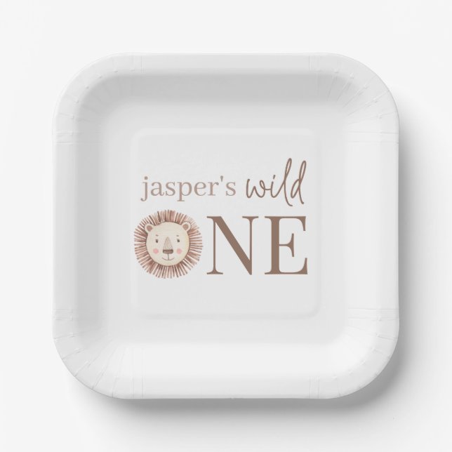 Plato De Papel Cara salvaje de un león (Anverso)