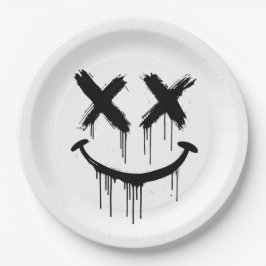 Plato De Papel Cara sonriente.