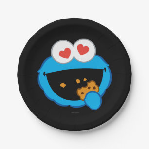 Plato De Papel Cara sonriente de cookie con ojos en forma de cora