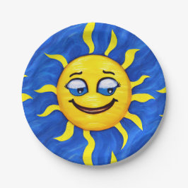 Plato De Papel Cara Sonriente Sol Sol