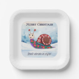 Plato De Papel Caracol festivo nieve juego de palabras humor dive