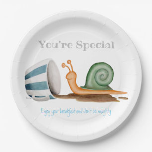 Plato De Papel Caracol y taza a rayas