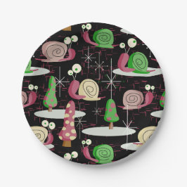 Plato De Papel Caracoles de Navidad - Retro Mediados de Siglo --