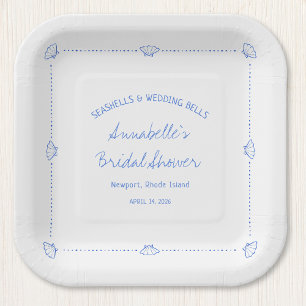 Plato De Papel Caracoles Dibujados a Mano y Campanas de Boda Desp