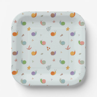 Plato De Papel Caracoles divertidos