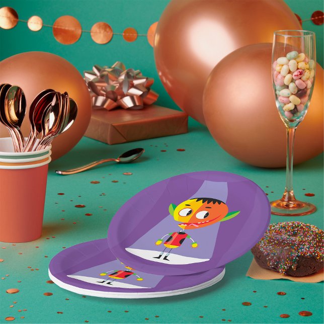 Plato De Papel Carácter de cabeza de naranja (Subido por el creador)