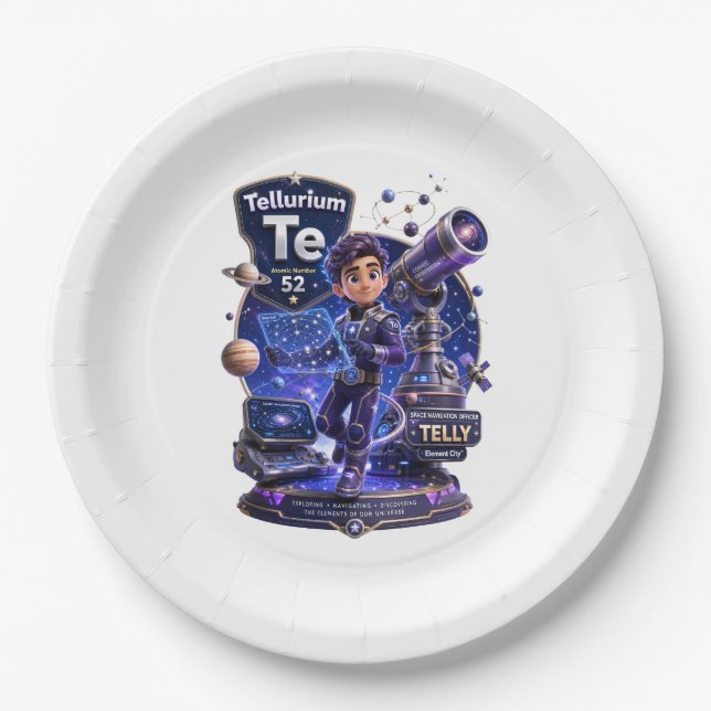 Plato De Papel Carácter de Telurio de ATOMIVRA™ (Anverso)