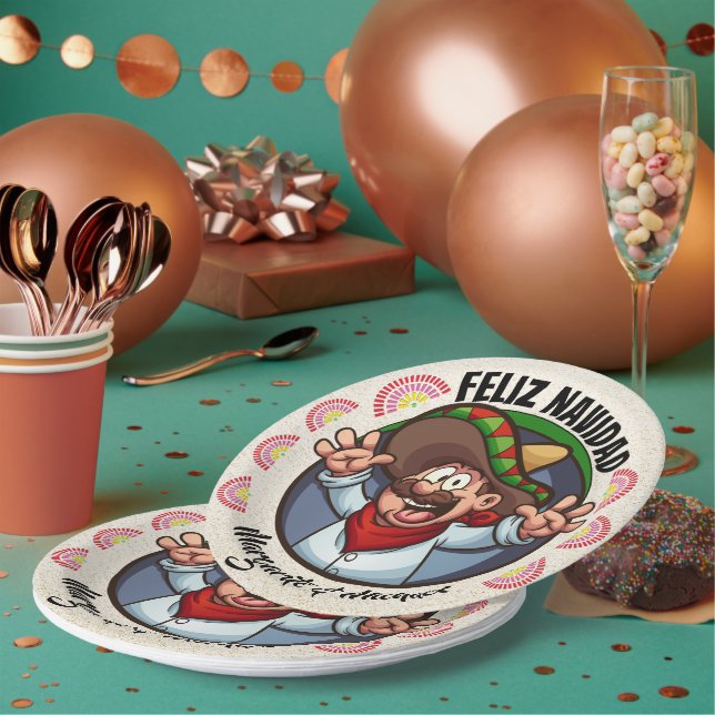 Plato De Papel Carácter español Feliz Navidad (Multi)