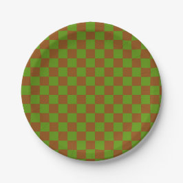 Plato De Papel Caramel apple checkered board pattern
