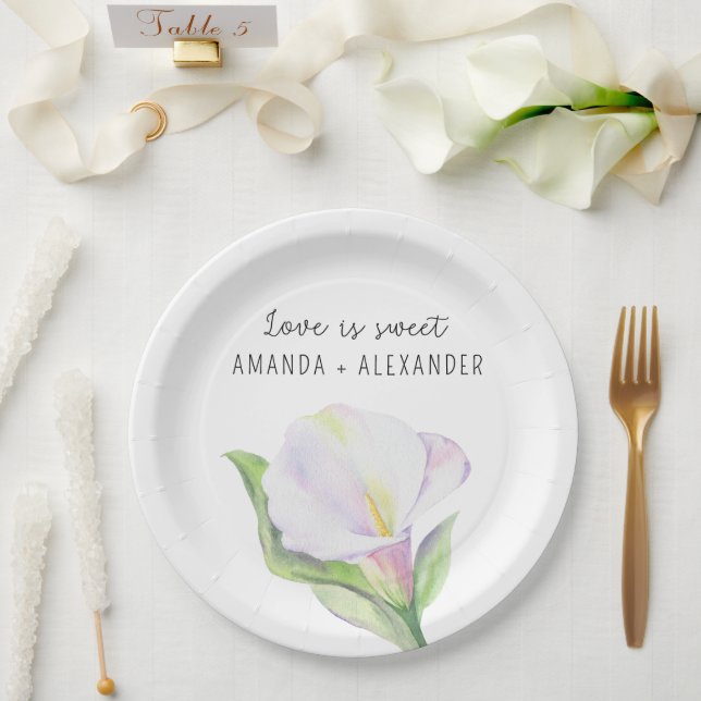 Plato De Papel Caramelo de ducha nupcial de cala blanca (Boda)