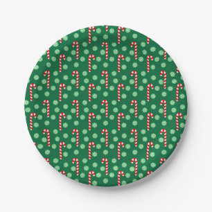 Plato De Papel Caramelos de Navidad Rojos y Verdes