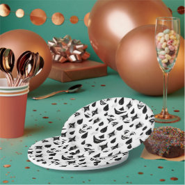 Plato De Papel Caras de payaso de circo en blanco y negro diversi
