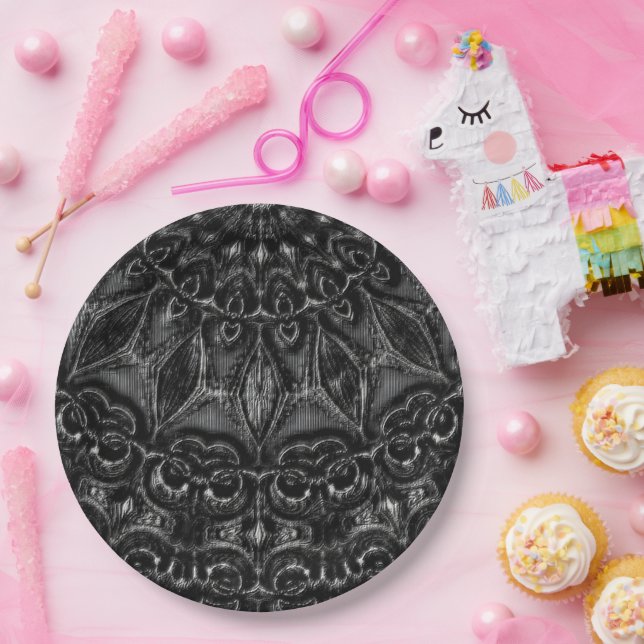 Plato De Papel Carbón Mandala (Fiesta)