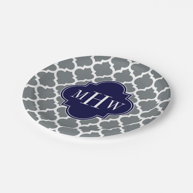 Plato De Papel Carbón, qué marina marroquí #5 3 monograma inicial (Angular)