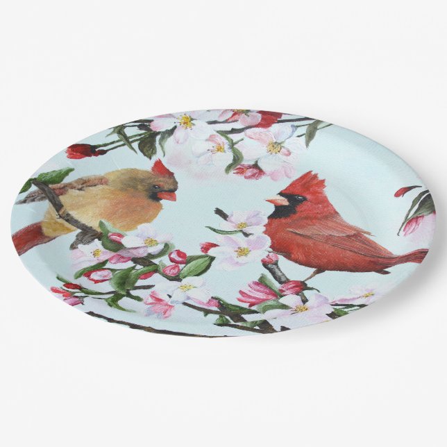 Plato De Papel Cardenales y flores de Apple (Angular)