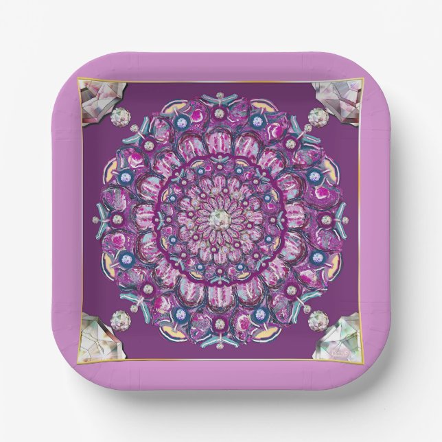 Plato De Papel Cardinal Red Rosace (Anverso)