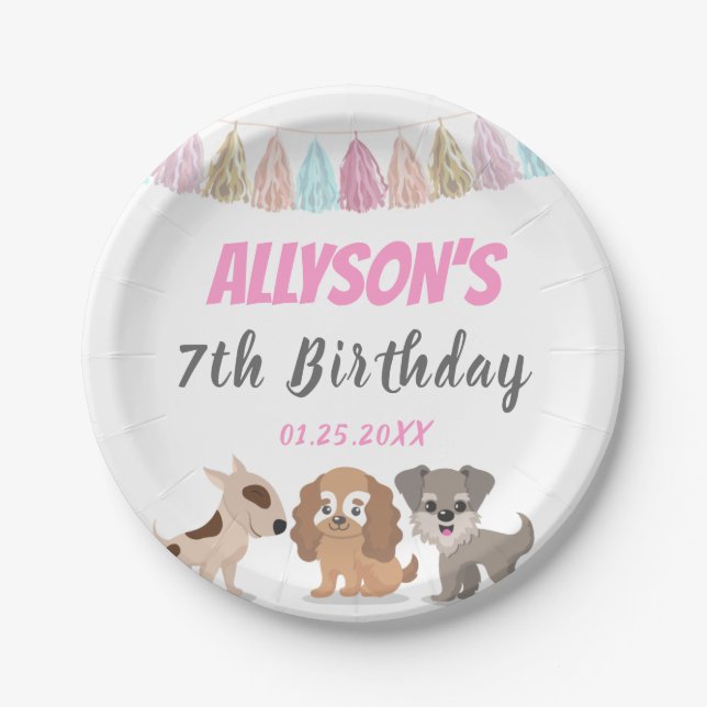 Plato De Papel Caricatura de cachorro cachorro temática de niño f (Anverso)