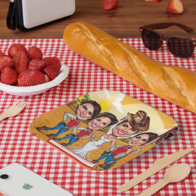 Plato De Papel Caricatura de Moda rusa celebración de novias (Picnic)