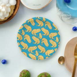 Plato De Papel Caricatura de rana amarilla 