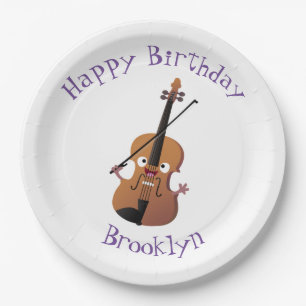 Plato De Papel Caricatura musical divertida en violín