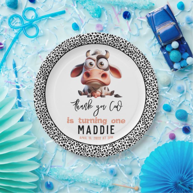 Plato De Papel Caricaturas de vacas sagradas Soy una vacante prim (Fiesta)