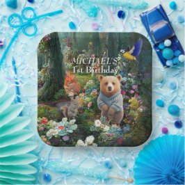 Plato De Papel Cariño Bunny and Boo Bear